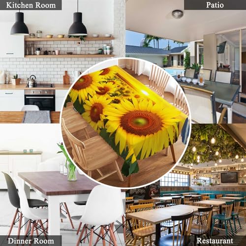 Sunflower Tablecloth 52x70 Inch Rectangular Yellow Floral Kitchen Dining Decor - Sunflowers Variation