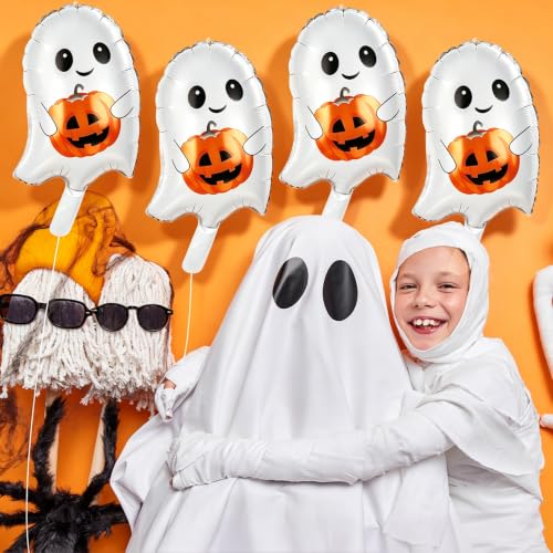 Ghost Pumpkin Balloons Halloween Party Supply - 6PCS Foil Balloons, Reusable, 15.3x8.2 Inch, Ghost & Pumpkin Design