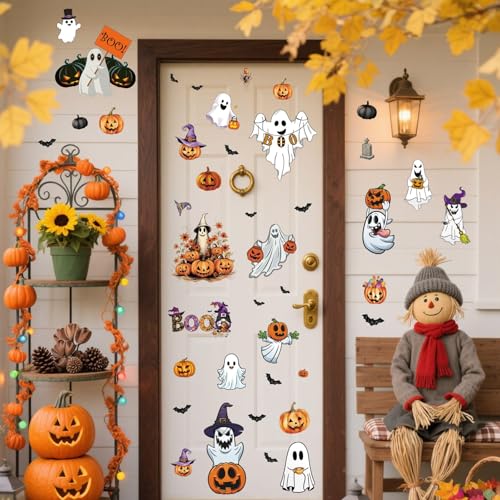 Halloween Wall Stickers and Window Clings 6 Sheets - Spooky Bat Pumpkin Decals - Variation 2