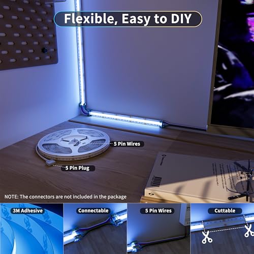 PAUTIX RGBW 4000K COB LED Strip Light 24ft - Color Changing & White