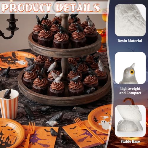 Halloween Luminous Crow Car Decor - 30PCS Witchy Goth Mirror & Dashboard Accessories - Variation A