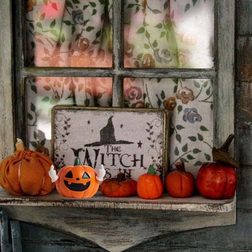 Funny Fall Pumpkin Statue Decor - Hand-Painted Halloween & Thanksgiving Ornament - Pumpkin Variation