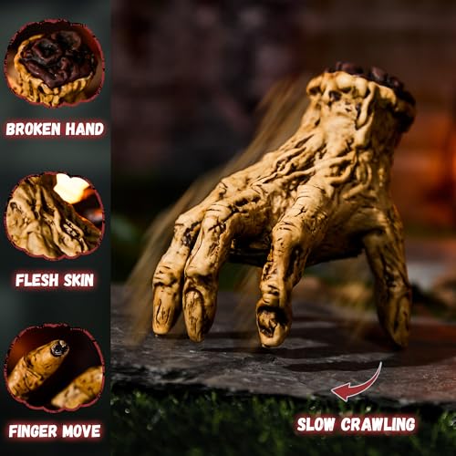 Halloween Animatronic Crawling Zombie Hand Decoration - Sound Activated, Creepy Flesh Variation