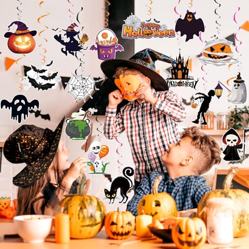 Halloween Hanging Swirl Decorations 32pcs Ghost Bat Pumpkin Party Supplies