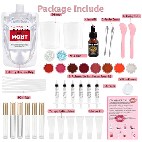 Pink Lip Gloss Making Kit - DIY Lip Gloss Set for Kids & Women, Moisturizing Base, Jojoba Oil, Tubes, Gift