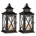 Black Indoor & Outdoor Decorative Lanterns - 2 Pack Large Hanging Candle Holders for Porch & Patio