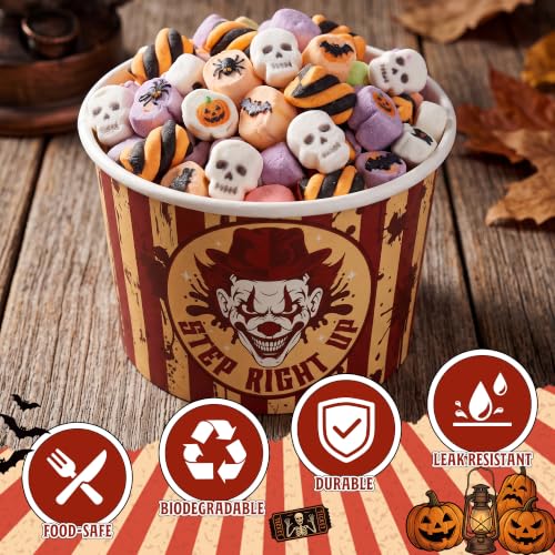 Halloween Circus Paper Snack Bowls - Creepy Carnival 16oz Disposable Cups (60 Pack)