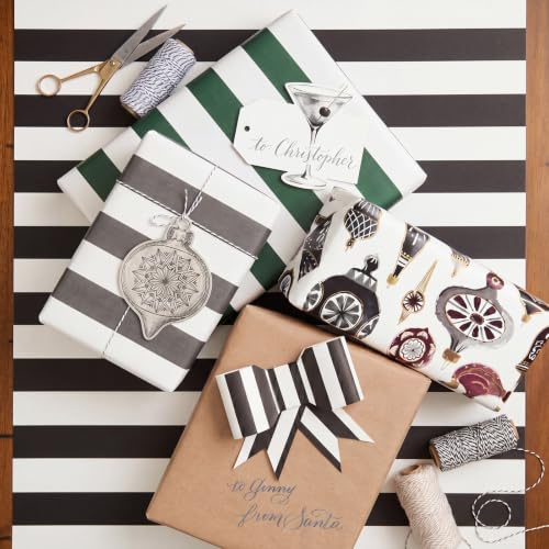 Black and White Striped Paper Table Runner 25x16 Feet for Events & Parties