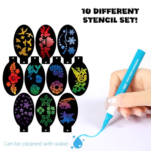 12-Color Water-Based Face Paint Kit - Mess-Free, Washable & Non-Toxic for Festivals & Parties