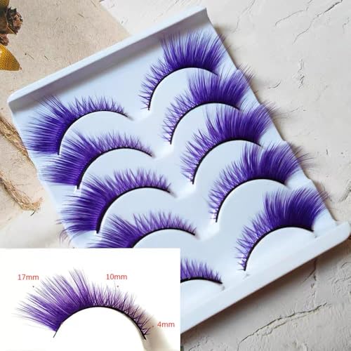 Colorful Cat Eye False Lashes 5 Pairs - Purple Variation for Party & Halloween