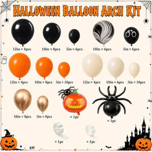 Halloween Balloon Arch Kit - Orange, Black, White & Beige Variations for Party Decorations