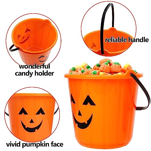 Halloween Pumpkin Trick or Treat Buckets - Set of 12, Smile Jack-O-Lantern Design