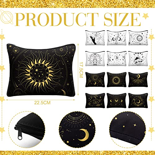 12-Piece Witchy Tarot Makeup Pouch Set Moon Constellation Bags for Women