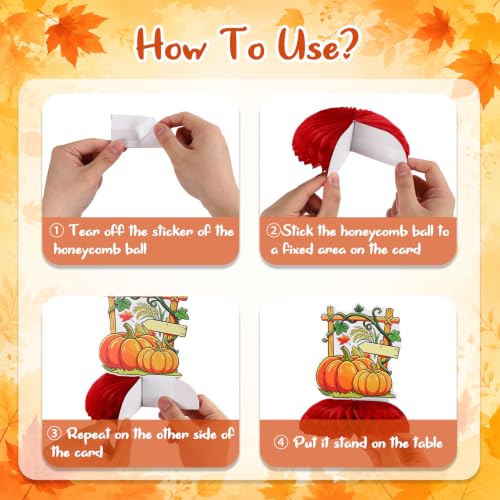 Fall Honeycomb Centerpieces Table Decorations - Yellow-Fall 9 Pcs Autumn Thanksgiving Party Supplies