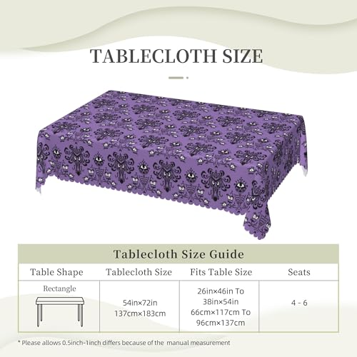Haunted Mansion Square Water-Resistant Tablecloth 54x72in - Spill-Proof Washable Polyester