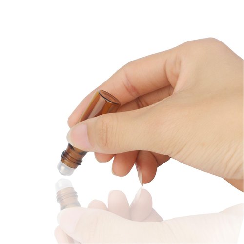 Easytle 96 Pack Essential Oil Roller Bottles, Amber Glass Roller Bottles 5ml, Roller Balls for Essential Oils, Roll on Bottle (384 Pieces Labels, 16 Funnels, 16 Dropper, 8 Opener)