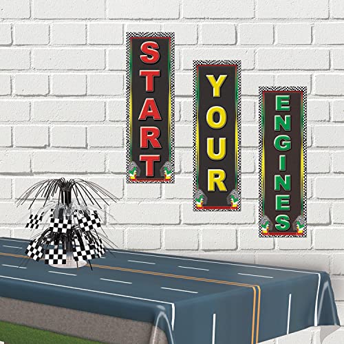 Racing Sports Theme Party Decorations - 9 Cutouts 20" x 6" Set