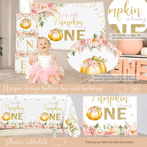 First Birthday Pumpkin Party Decorations Set for Fall Halloween Thanksgiving - 133pcs Autumn Theme