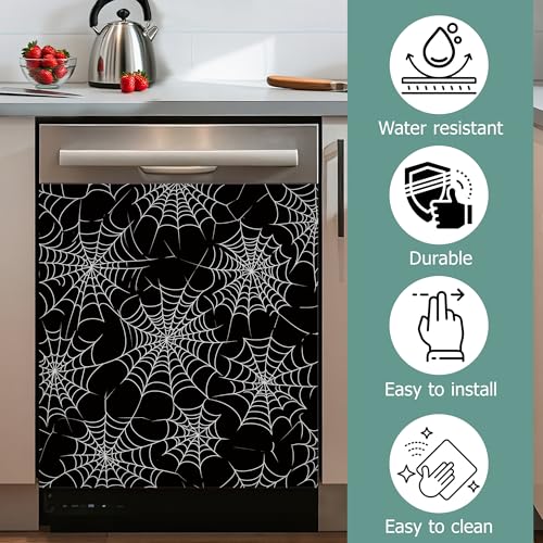 Halloween Spider Web Dishwasher Magnet Cover 23x26 Inch - Decorative Kitchen Panel