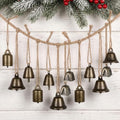 Innovative Style Bronze Christmas Bell Set - Rustic Vintage Ornaments with Jute Rope
