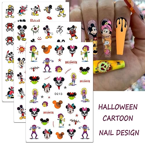 Halloween Nail Stickers Set - 8 Sheets 3D Self-Adhesive Gothic Nail Art - Variation A-1