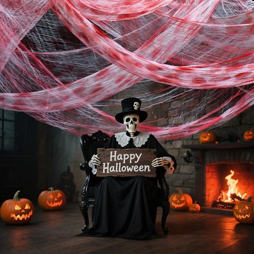 Halloween Red Creepy Cloth 200x80 Inches Spooky Fabric for Indoor Outdoor Decorations