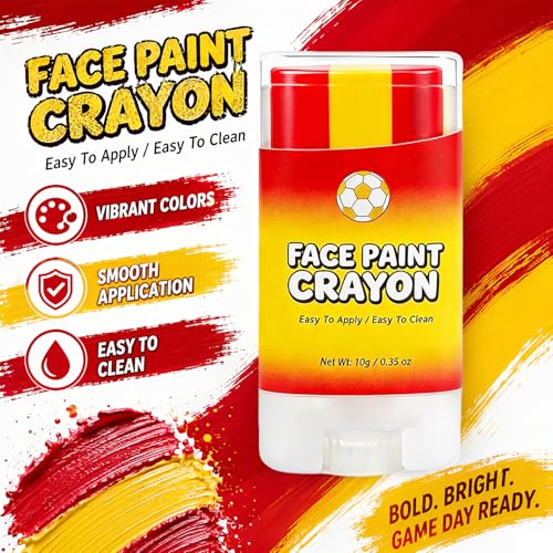 Spain Flag Face Paint Stick - World Cup 2026 Soccer Fan Makeup, Sweat-Proof & Easy Removable