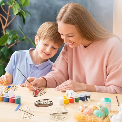 DIY 3D Easter Eggs Wood Craft Set - Paintable Wooden Egg Decorations, Variation of Easter Eggs