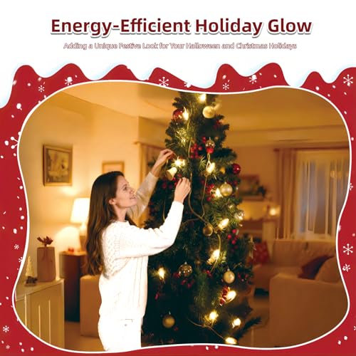 Christmas Village Lights with 12 LED Warm White Bulbs - 21ft