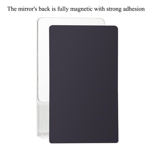 Neehows Magnetic Locker Mirror with Fully Magnetic Back, 9.45" x 5.51" Small Real Glass Super Clear Reflection Mirror with Storage Pocket for School Locker Refrigerator Office Cabinet - White, 1 Pc