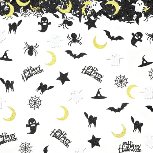 Halloween Confetti for Tables - Spooky Happy Halloween Decorations - Black 2