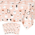 Halloween Tablecloth 4 Pcs 108x54 Inch Orange Boo Theme Disposable Plastic