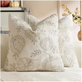 Zealax 20x20 Inch Fall Pumpkin Embroidered Pillow Covers - Beige, Pack of 2