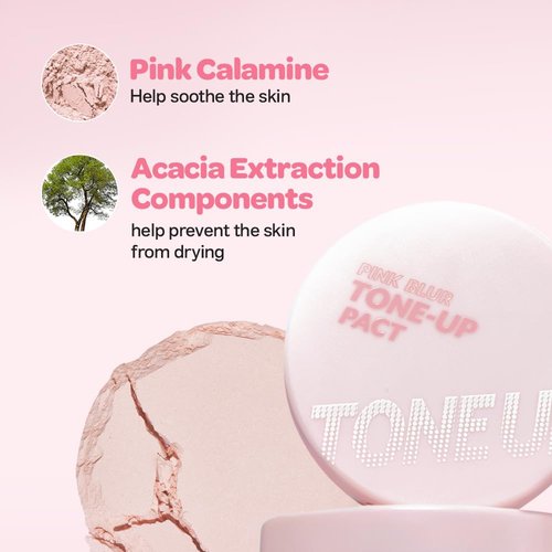 I'M MEME Compact - Tone-Up Pact | Korean Pressed Setting Powder for Translucent Finish, 0.35 Oz