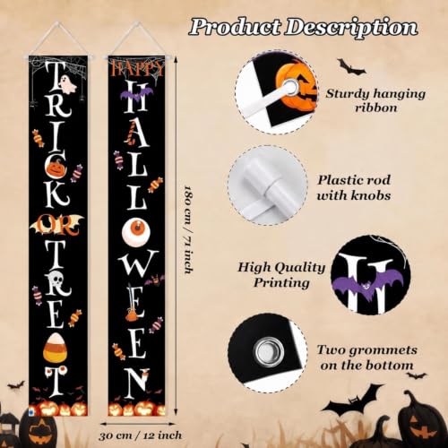 Halloween Door Banner Indoor Outdoor Decorations 71x12 Inches - Festive Halloween Decor