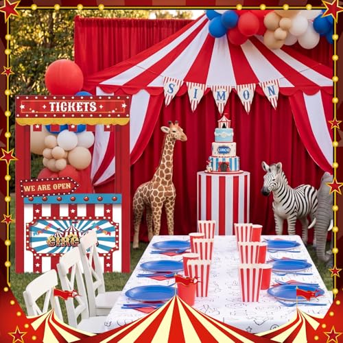 Red Carnival Photo Booth Backdrop 4x2.3 ft Party Decorations for Events