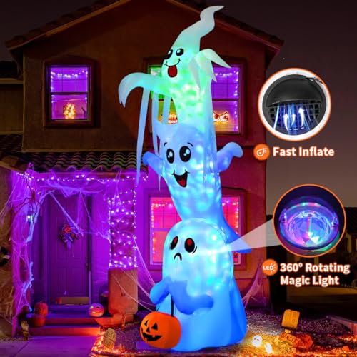 High 9.8 ft Halloween Inflatable Ghost Yard Decor with LEDs for Outdoor & Indoor
