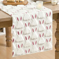 White Soft Plush Faux Fur Jacquard Easter Table Runner 13x36 Inch - Spring Holiday Home Decor
