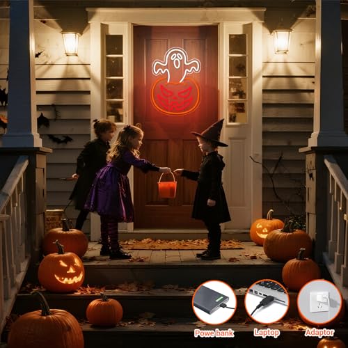 Ghost Pumpkin Neon Sign Decor Indoor Halloween Light - Ghost Pumpkin Variation