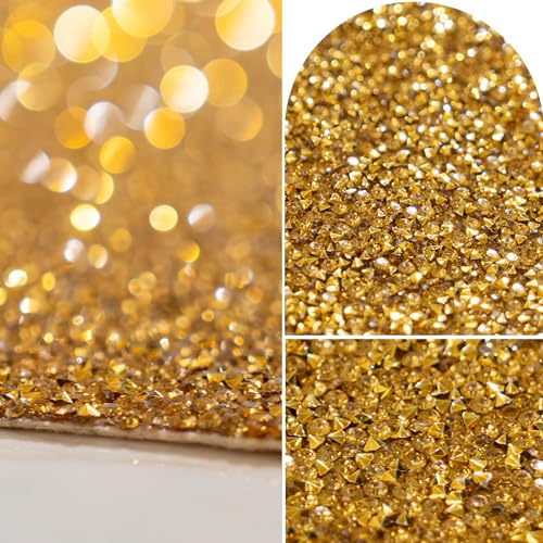 Gold Rhinestone Placemat 12x18 Inches - Elegant Table Decor, 1 Piece