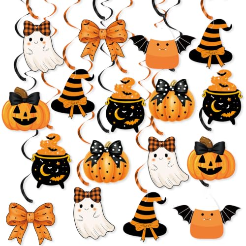 Halloween Ghost Hanging Streamers - Orange Black Ceiling Decorations