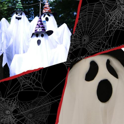 26-Inch Hanging Ghosts Halloween Animatronic - Haunted Hill Farm Spooky Ghost Trio
