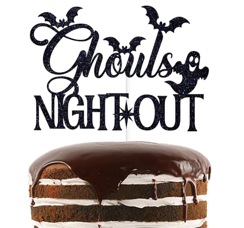 Halloween Cake Topper Black Glitter Ghouls Night Out Celebration Decor