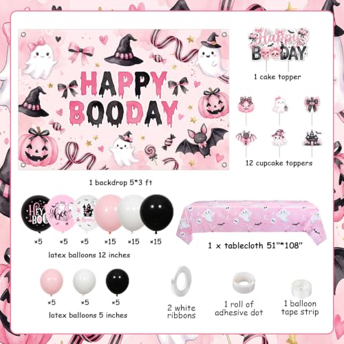 Pink Black Happy Boo Day Decorations for Girls Birthday Party - Variation of this listing: Pink Black Birthday a