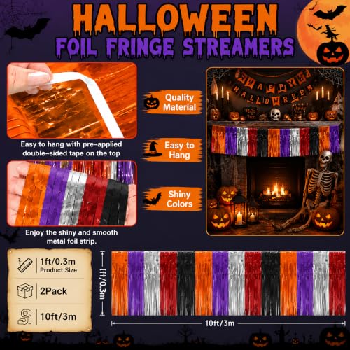 OHOME Halloween Party Decorations - Trick or Treat Streamer Backdrop Banner 10FT - Red & Black