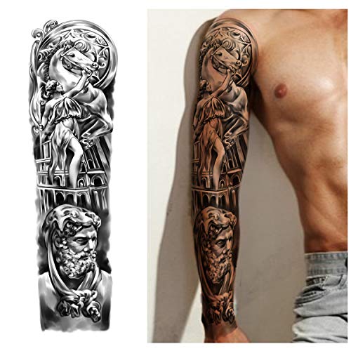 Full Arm Temporary Tattoos 8 Sheets Waterproof Large Shoulder Sticker - S-Lion Variation