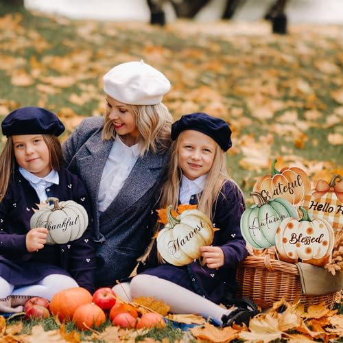 Thanksgiving Pumpkin Tree Picks Set - Fall Decor for Table, Wreaths & Porch