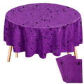 Purple 3-Pack Halloween Round Plastic Tablecloths 84 Inch