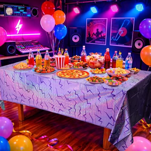 Kpop Purple Iridescent Plastic Tablecloth 54x108 Inch - 3 Pack - Disposabie Party Cover (Kpop Light Purple)