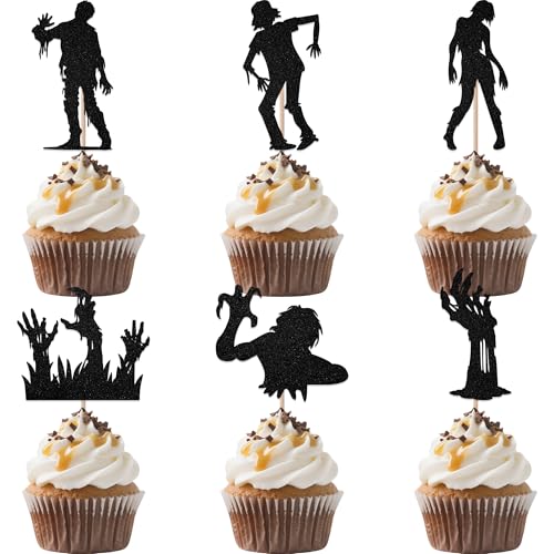 24Pcs Halloween Zombie Cupcake Toppers - Horror Party Decorations